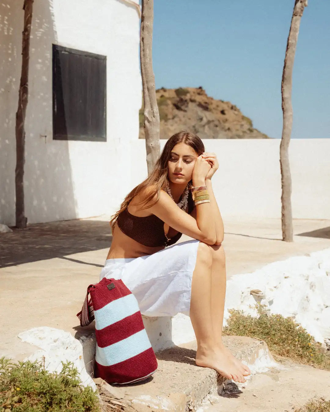 Celia Bolso Tote Wayuu N°35 – Burdeos y Celeste