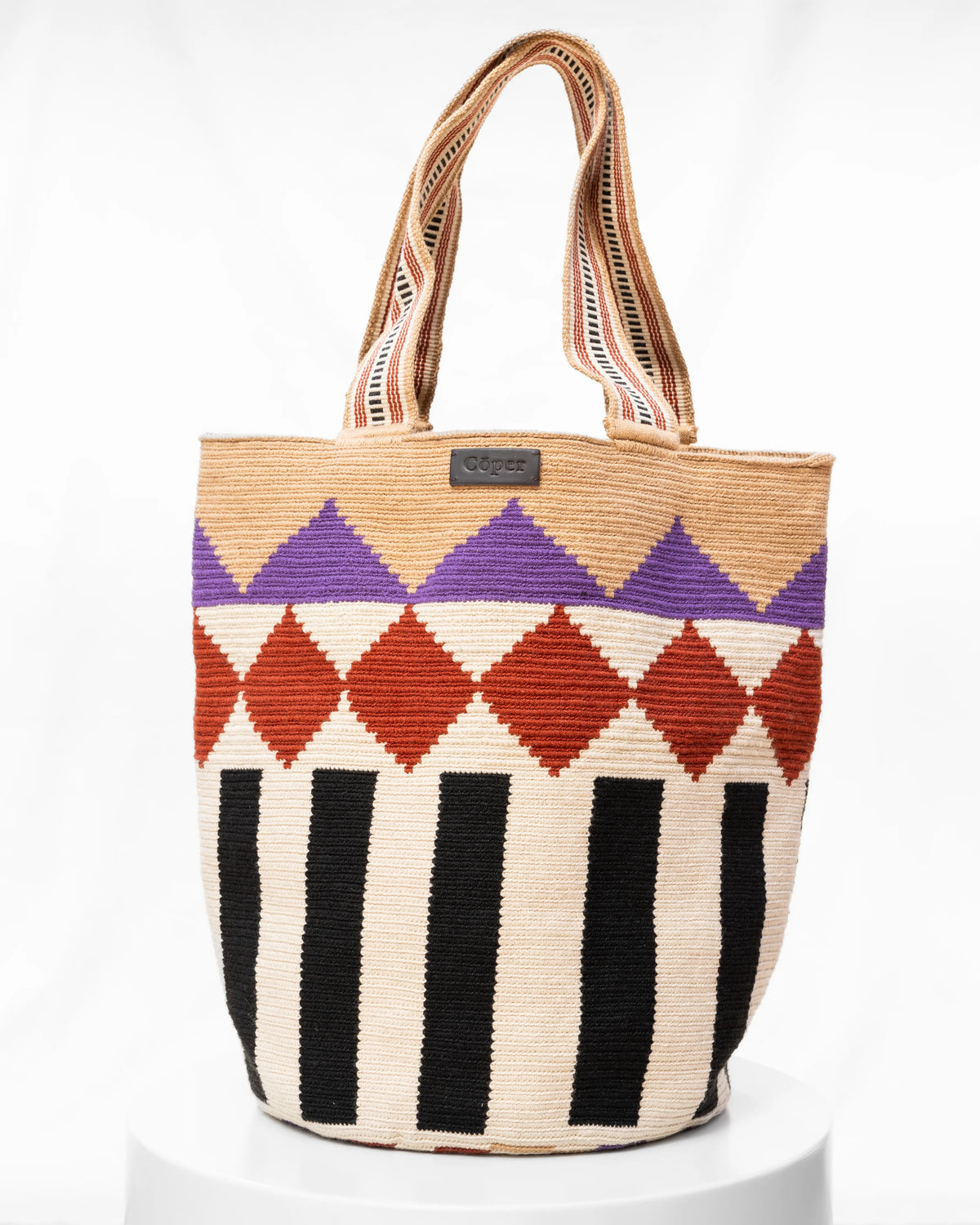 Celia Bolso Tote Wayuu N°29 – Rombos Bordeaux
