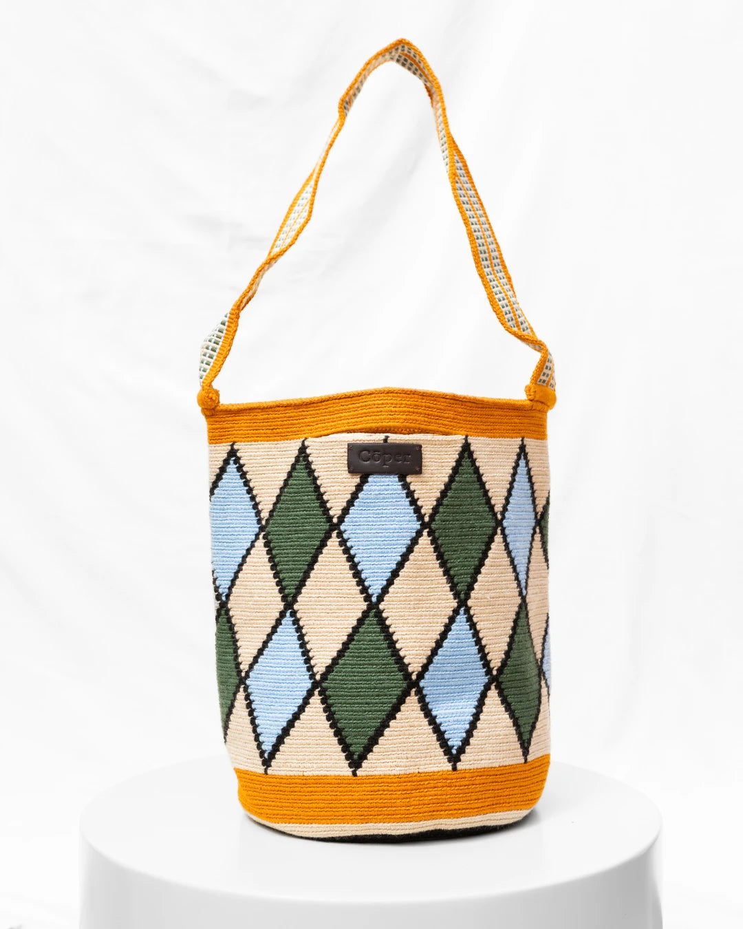 Irene Bolso Wayuu N°44 – Ladrillo, Salvia y Celeste