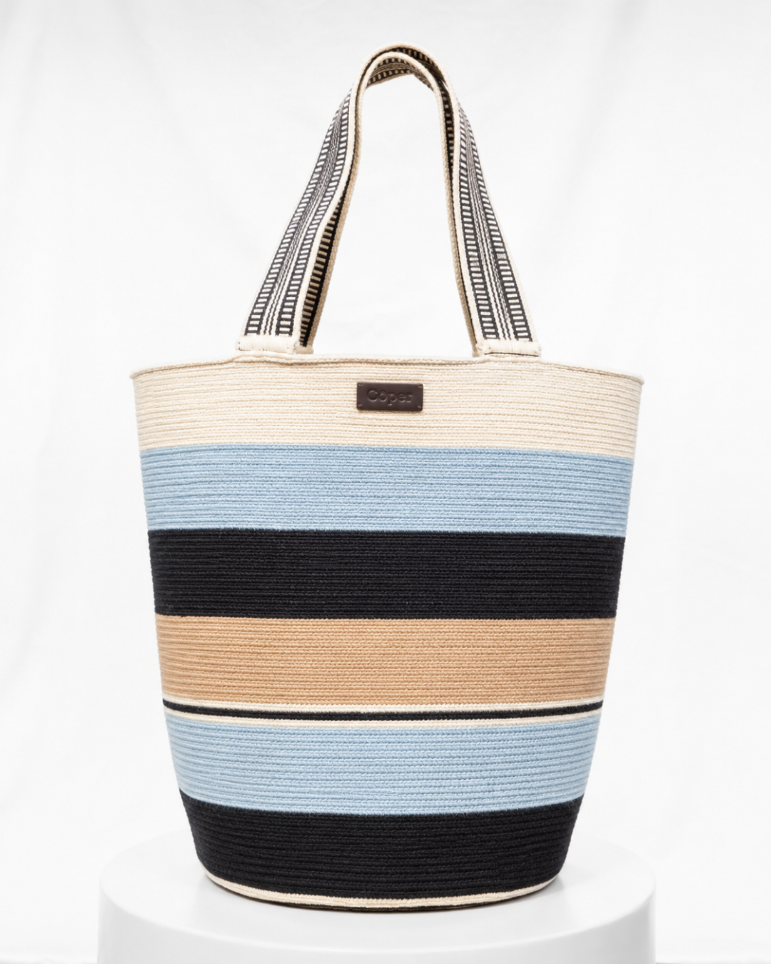 Celia Bolso Tote Wayuu N°10 – Celeste y Café