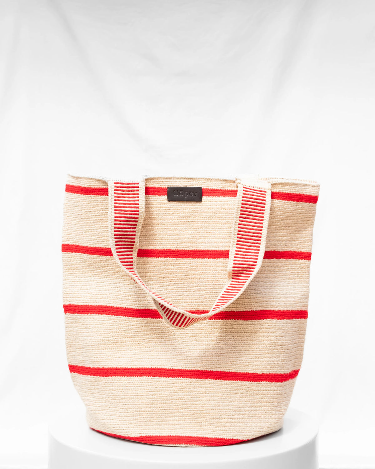 Celia Bolso Tote Wayuu N°30 – Beige y Rojo