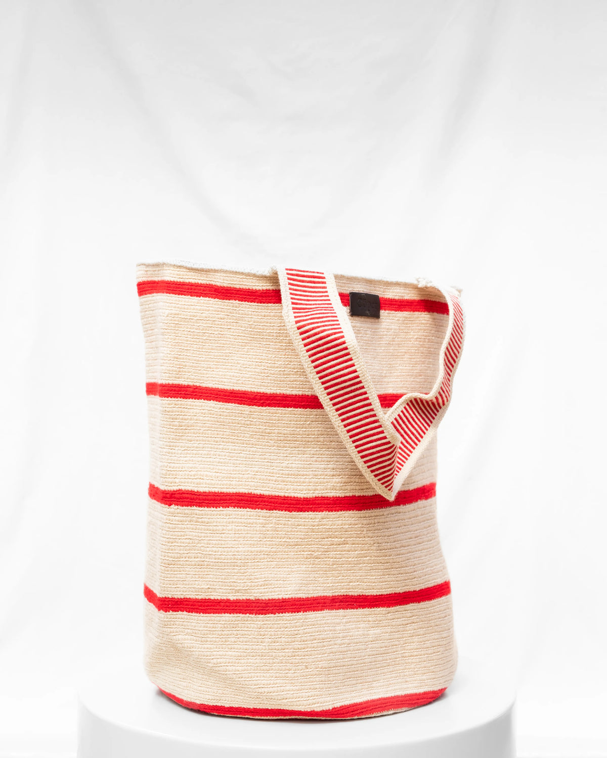 Celia Bolso Tote Wayuu N°30 – Beige y Rojo