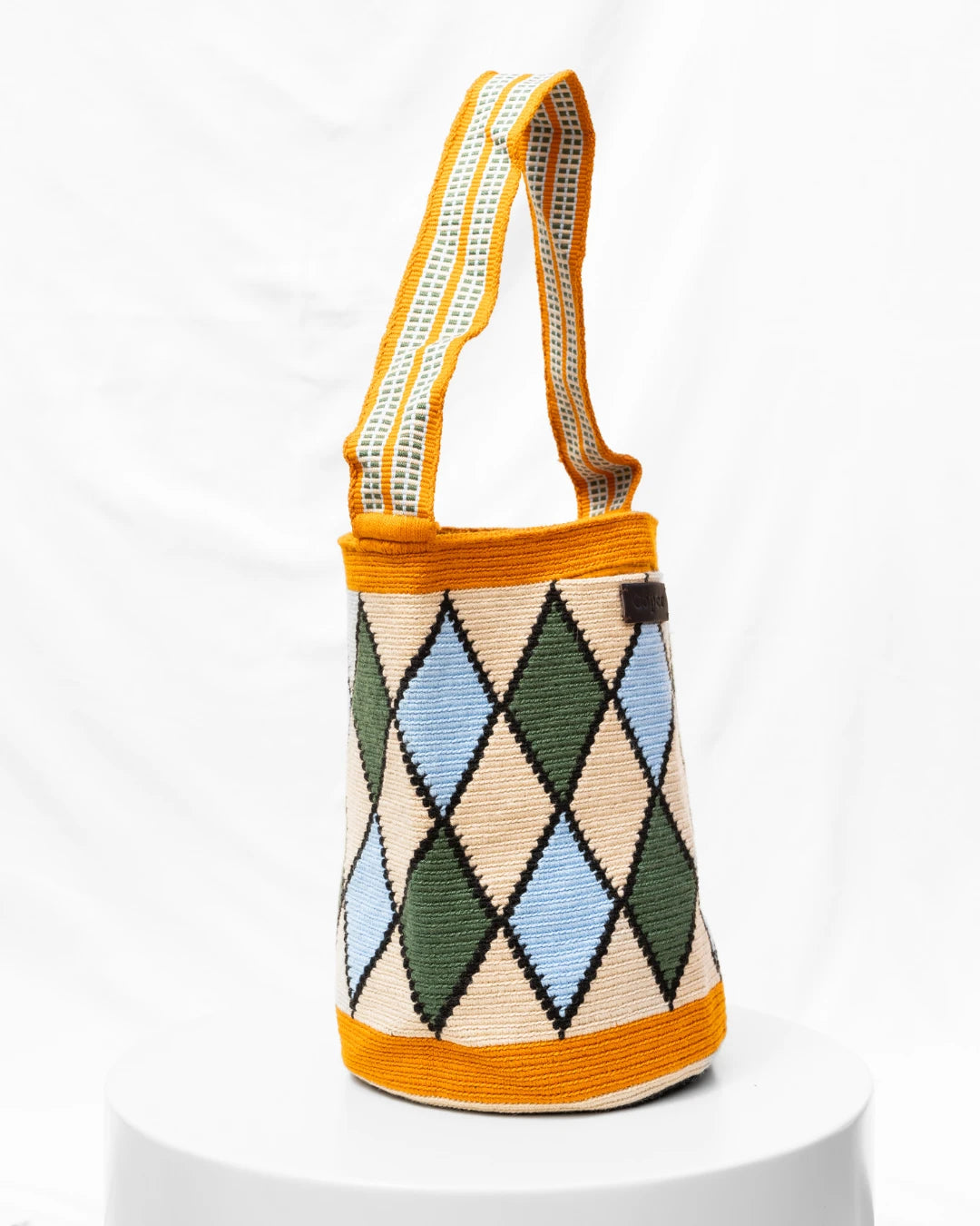 Irene Bolso Wayuu N°44 – Ladrillo, Salvia y Celeste