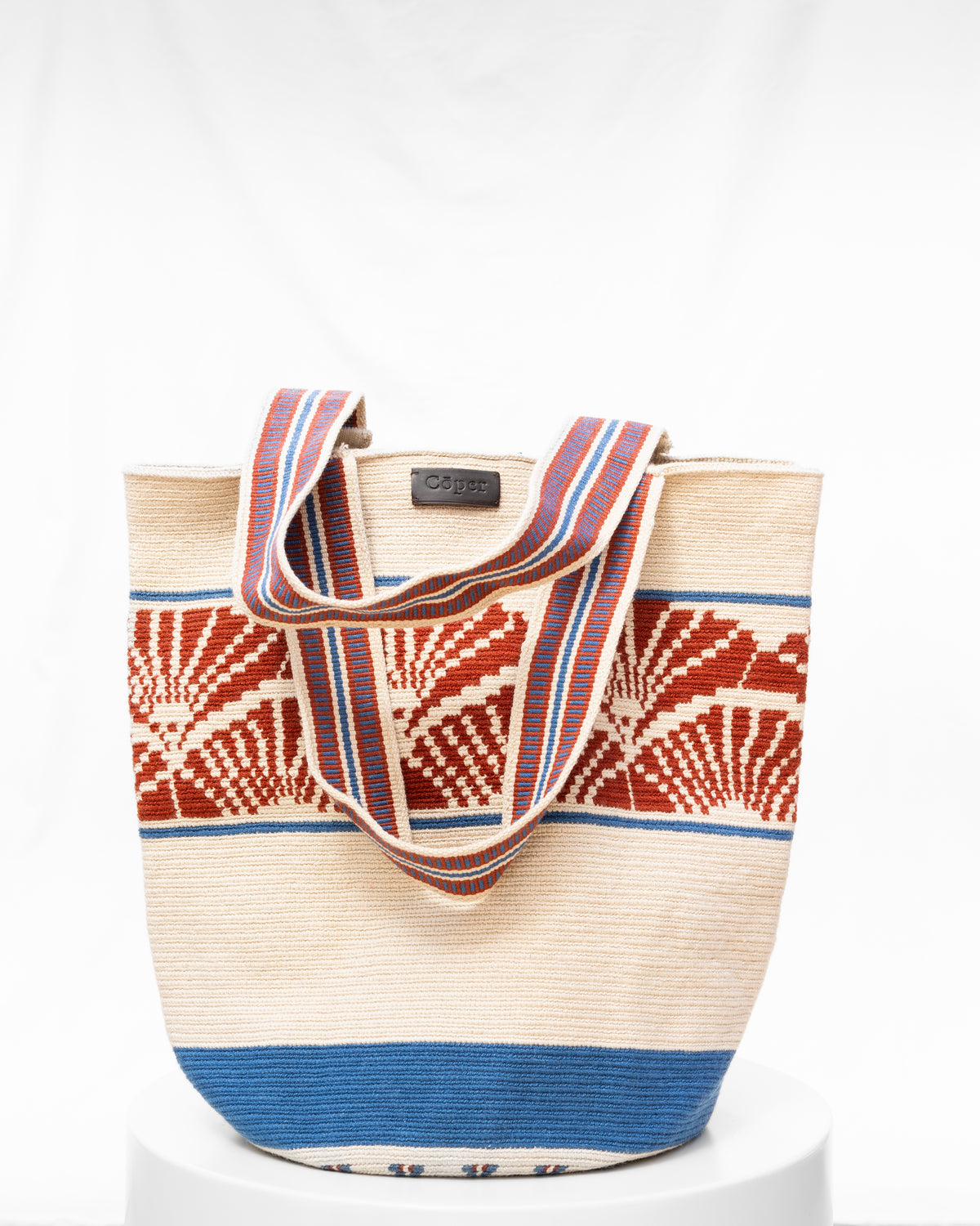 Celia Bolso Tote Wayuu N°36 – Terracota y Azul Jean