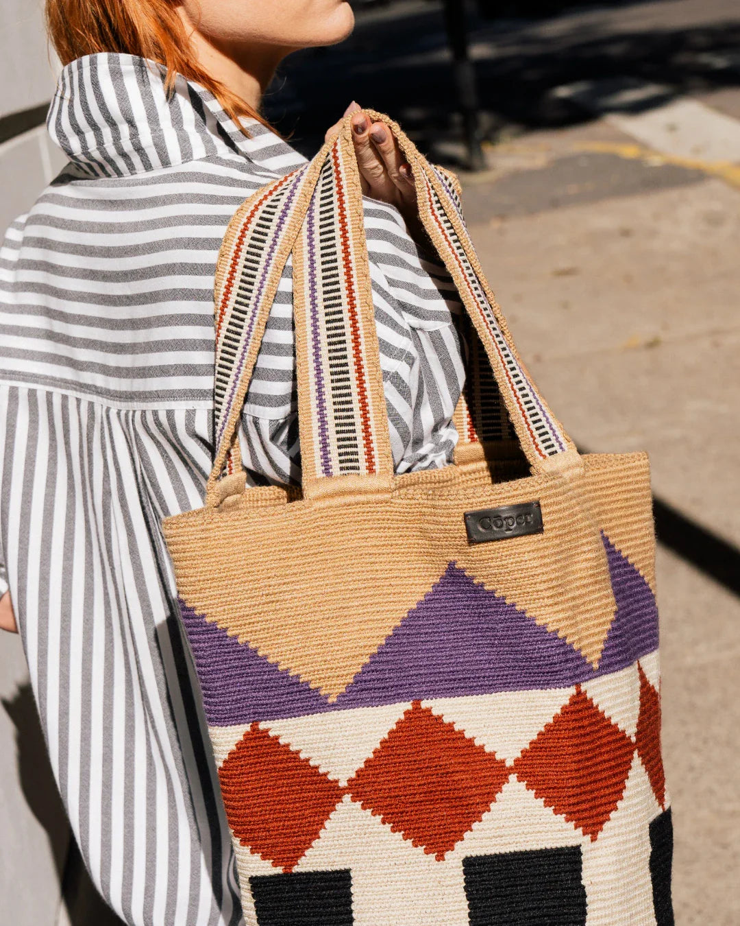 Celia Bolso Tote Wayuu N°29 – Rombos Bordeaux